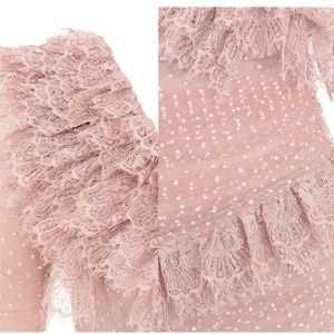 BLUSH LACE FRILL MINI DRESS